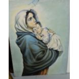 Large Oil on Board – Madonna and Child, finely painted, 3ft h x 2 ft w