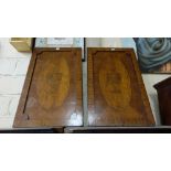 Pair of mid-19thC mahogany cabinet doors, finely inlaid with classic urns, each 22.5”w x 36.5”h