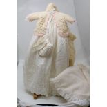 Vintage Christening robe and cardigan, bassinet throw and crochet baby shawl (4)