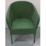 Lloyd Loom style Armchair, painted green