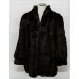 Brown Fur Swing Coat, labelled “Lucien Daville Paris”, size 12 – 14 approx