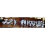 Group of cut glass and other glass items – vases, bowls etc