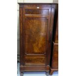 19thC Flame Mahogany Cabinet, with a single hinged door, on paw feet, 30”w x 72”h