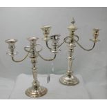 2 X silver plated 3-branch Candelabra