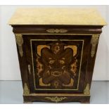 Louis IX style Pier Cabinet, a beige marble p over an intricately decorated single door, gilt