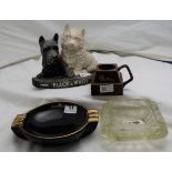 4 Bar Advertising Items – Scotty Dogs, Cadbury cup, 2 Guinness Ashtrays (1 glass) (4)