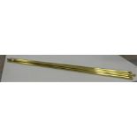 Set of 6 polished brass stair rods, round, with reeded finials, 41”long (no eyes)