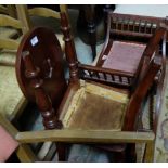 Pair of mahogany Hall Chairs (1 damaged) & a folding sol (3)