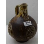 Bavarian Flask, with a Museum Plaque, 1960s, signed, 8.5”h