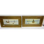 Pair of matching nautical watercolours, sailboats, signed H Fife, 20"w