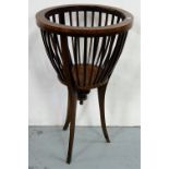 Edwardian mahogany jardinière stand, with pierced sides on 3 splayed feet, 24"h x 13.5dia