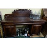 WMIV Mahogany Sideboard, the raised rear gallery with a decorative plinth, 3 frieze drawers and 2