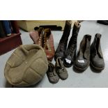 4 pairs of vintage boots – 1 rugby with ball, 1 baby’s (4)