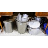 Steel Buckets, large saucepans etc