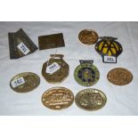 PMPA Motorists Association Badge, AA Car Badge No. 9635511 & 6 x Brass Vintage Rally Badges (mainly