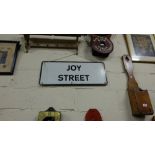 An enamel street sign, "Joy Street", 30"w x 12"h