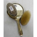 3 piece grooming set, hall marked silver hand mirror and pair of silver brushes (3)