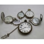 5 assorted Pocket Watches incl. a Brevet Swiss Made 33236 8-day watch & a “Sunlight Soap” by Waltham