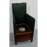 Georgian Child’s Commode, green leather back, mahogany seat, 34”h