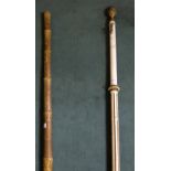 Pine Flag Pole, painted white (brass finial) & a bamboo pole (2)