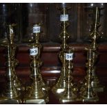 4 x pairs of brass candlesticks