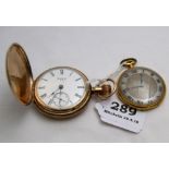 2 gold pocket watches incl 1 x American Waltham Wire Company and a 19thC Gold Pocket Watch (possibly
