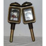 Pair of Metal Carriage Lamps with brass rims