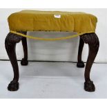 19th Century mahogany footstool on cabriole legs, ball and claw feet