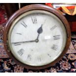 Wall Clock in circular mahogany case, fusee movement, 20” dia (not working)