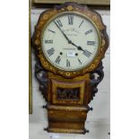 8-Day American Wall Clock, in a shaped and inlaid case, working, stamped “George Barton, Wicklow