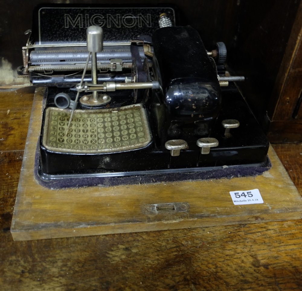 3 Vintage office machines – 2 typewriters (1 Hammond) & a Mignon x