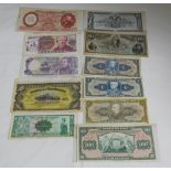 Mixture of 10 different Bank Notes from South America Region (e.g. Paraguay, Uruguay, Ecuador), Good