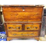 Antique Pine Chest with hinged top and drawers