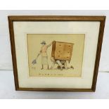 Small 19thC Watercolour – “Mr & Mrs P. at the Movies”, signed lower right