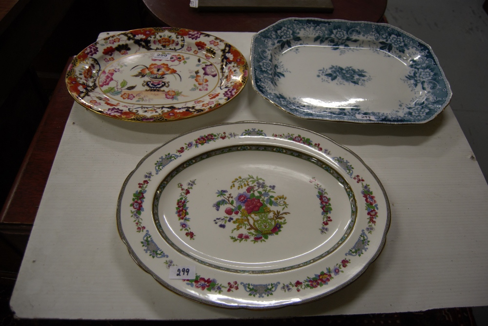 3 x china meat plates, floral patterns (3)