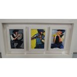 P J O’Hare “Irish Musicians” Triptych Oil on Board, each 7”h x 5”w