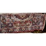 Red ground Kashmir Floor Rug, unique “under the earth” design, 2.40m x 1.60