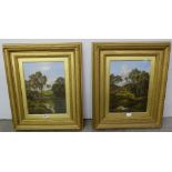 H.W. GILBERT, Pair of late 19thC Oils on Canvas, North Wales Landscape Scenes with river