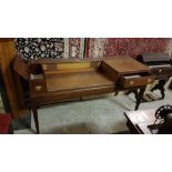 Regency inlaid Mahogany Spinnet converted a dressing table with drawers and tapered legs, 66”w x