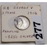 George V 3 pence 1914 Silver Coin (1) (VGC)