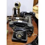 4 old manual telephones – incl. 1 stamped the GE company
