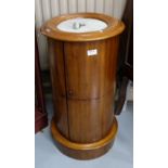 Victorian circular mahogany pot cabinet with white marble top, 16" diameter x 27"h