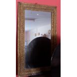 Large Carved Wood Gilt Framed Wall / Hall Mirror with heavily impressed and raised double borders,