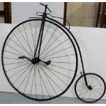 Penny Farthing High-Wheel Bicycle, in original condition, 52" dia front wheel, 20" dia rear wheel