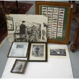 6 Bicycle related prints etc incl. a framed set of motor cigarette cards