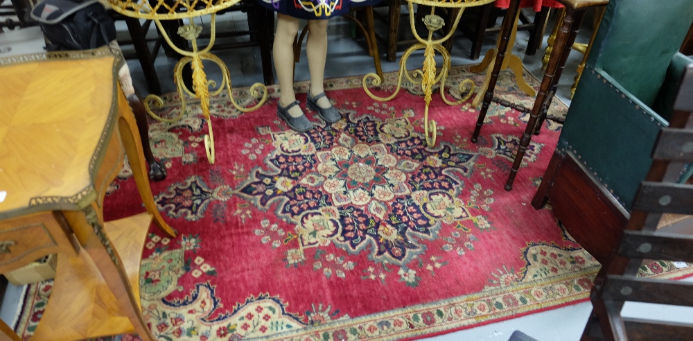 Old red ground Persian Tabriz Floor Rug, floral medallion design, 2.20m x 1.42m