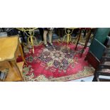 Old red ground Persian Tabriz Floor Rug, floral medallion design, 2.20m x 1.42m