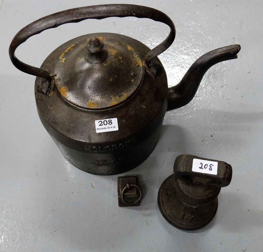 Holcroft 16 Pints Cast Iron Kettle & 2 metal weights (3)