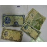 4 Central Bank of Ireland Lady Lavery notes, one £10 1973, one £5 1967, one £5 1971, one £1 1968 and