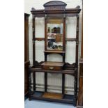 Edw. Walnut Hall Stand with a bevelled mirror insert, two stick stands and a drawer, fine brass